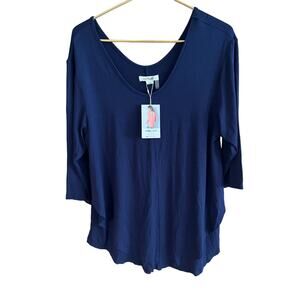NWT Simply Noelle Around the world too size XL blue layer bottom v-neck